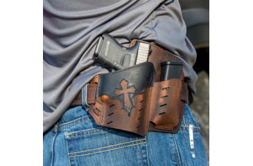 Image of Versacarry Guardian Holster - Arc Angel Design - OWB - Mag Pouch - Brown Base/Black Patch - Size 1 - Left Hand, UGMA1BRNL