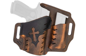 Image of Versacarry Guardian Holster - Arc Angel Design - OWB - Mag Pouch - Brown Base/Black Patch - Size 1 - Left Hand, UGMA1BRNL