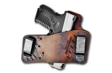 Image of Versacarry Protector S3 IWB/OWB Holster, Right Hand, Adjustable Fit, Distressed Brown, 52311