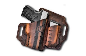 Image of VersaCarry Underground Premium Guardian OWB Holster w/Mag Pouch, Formula 1, Water Buffalo Leather, Black/Distressed Brown, 1911/Micro UGMF2BRN