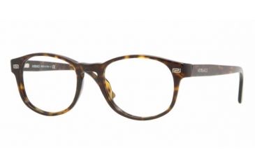 Image of Versace VE 3133 Eyeglasses Styles - Dark Havana Frame w/Non-Rx 51 mm Diameter Lenses, 108-5118