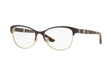 Image of Versace VE1233Q Eyeglass Frames 1344-53 - Brown/Pale Gold Frame
