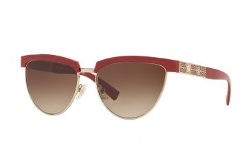 Image of Versace VE2169 Sunglasses 138713-56 - Red/pale Gold Frame, Brown Gradient Lenses