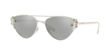 Image of Versace VE2195B Sunglasses 10006G-56 - Silver Frame, Light Grey Mirror Silver Lenses