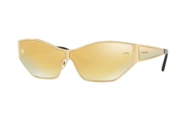 Image of Versace VE2205 Sunglasses 10027P-67 - Gold Frame, Brown Mirror Gold Lenses