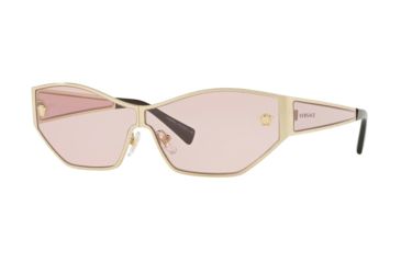 Image of Versace VE2205 Sunglasses 1252/5-67 - Pale Gold Frame, Pink Lenses
