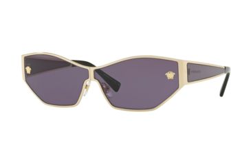 Image of Versace VE2205 Sunglasses 12521A-67 - Pale Gold Frame, Violet Lenses