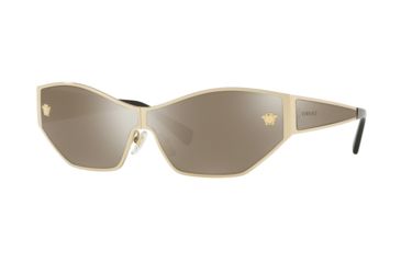 Image of Versace VE2205 Sunglasses 12525A-67 - Pale Gold Frame, Light Brown Mirror Dark Gold Lenses