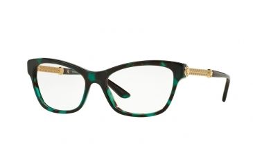 Image of Versace VE3214 Single Vision Prescription Eyeglasses 5076-54 - Green Havana Frame
