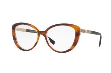 Image of Versace VE3229 Progressive Prescription Eyeglasses 5191-52 - Striped Havana Frame