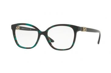 Image of Versace VE3235B Single Vision Prescription Eyeglasses 5076-52 - Green Havana Frame