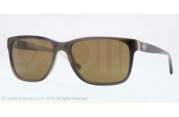 Image of Versace VE4249 Sunglasses 504873-58 - Horn White/black/green Frame, Brown Lenses