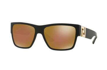 Image of Versace VE4296 Sunglasses 50795A-59 - Sand Black Frame, Brown Mirror Bronze Lenses