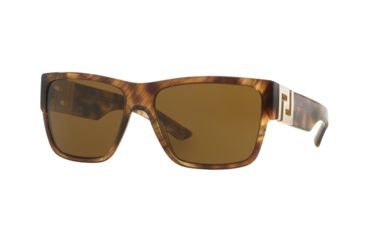 Image of Versace VE4296 Sunglasses 514373-59 - Striped Havana Frame, Brown Lenses