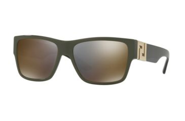 Image of Versace VE4296 Sunglasses 51934T-59 - Green Frame, Dark Grey Mirror Gold Lenses