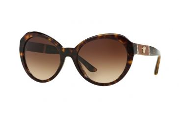Image of Versace VE4306QA Sunglasses 108/13-56 - Havana Frame, Brown Gradient Lenses