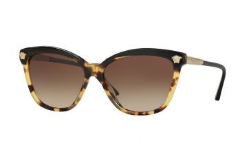 Image of Versace VE4313 Sunglasses 517713-57 - Black / Havana Frame, Brown Gradient Lenses
