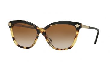 Image of Versace VE4313 Sunglasses 5177T5-57 - Black / Havana Frame, Polar Brown Gradient Lenses