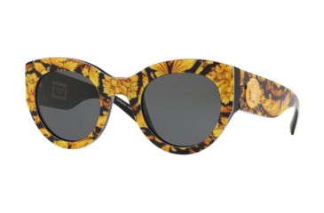 Image of Versace VE4353A Sunglasses 528387-51 - Baroque Yellow/Black Frame, Grey Lenses