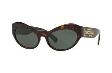 Image of Versace VE4356 Sunglasses 108/71-54 - Havana Frame, Green Lenses
