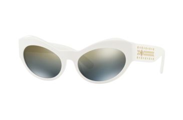 Image of Versace VE4356 Sunglasses 401/Y9-54 - White Frame, Dark Grey Mirror Gold Gradient Lenses