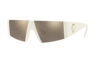Image of Versace VE4360 Sunglasses 401/5A-36 - White Frame, Light Brown Mirror Gold Lenses