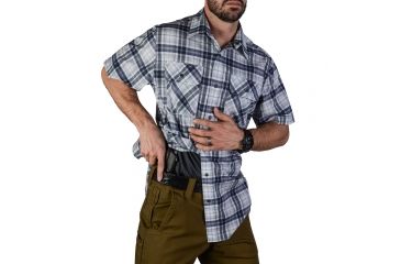 Image of Vertx Men's  Weapon Guard Short Sleeve Guardian Shirt, Indigo Plaid, Medium F1 VTX1430 INP MEDIUM