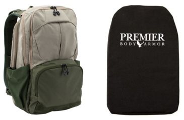 Image of Vertx Ready Pack 2.0 in Hard Khaki/Canopy Green with Premier Body Armor Ballistic Panel