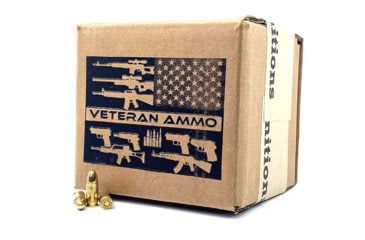 Image of Veteran Ammo 9mm 115 Grain Full Metal Jacket Brass Centerfire Pistol Ammo, 500 Round, HMBX-9-502