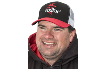 Image of Vexilar Black with Red Bill-White Mesh Back inTruckers Capin, CAP017