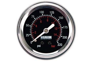 Image of VIAIR 2in Single Needle Gauge, Black Face, Illuminated, 220 PSI, 90090