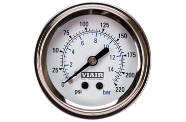 Image of VIAIR 2in Single Needle Gauge, White Face, Illuminated, 220 PSI, 90089