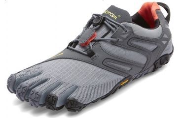 Image of Vibram FiveFingers V-Trail Trail Running Shoe - Men's-Grey/Black/Orange-Medium-43