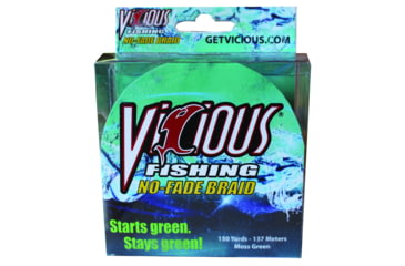Image of Vicious No-Fade Braid 40lb 150yd Moss Green Spool 8-Carrier Diameter .009in, NBPG40