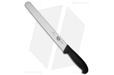 Image of Victorinox Serrated Slicer Kitchen Knife, 10.00in, Stainless Steel, Drop Point Blade, Polymer Black Handle, Steel/Black, One Size, BHQ-108374