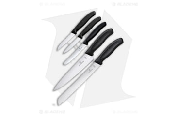 Image of Victorinox Swiss Classic 5 Piece Kitchen Knife Set, Stainless Steel, Polymer Black Handle, Steel/Black, One Size, BHQ-205578