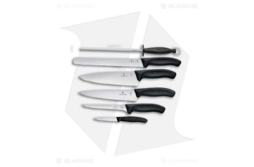 Image of Victorinox Swiss Classic 7 Piece Kitchen Knife Set, Stainless Steel, Polymer Black Handle, Steel/Black, One Size, BHQ-205605