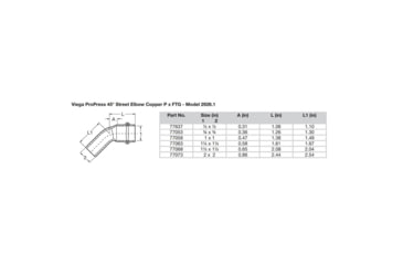Image of Viega ProPress 1-1/4in - 45 degrees Copper Elbow - Street/Press Connection - Smart Connect Technology, 77063