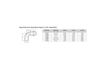 Image of Viega ProPress 1-1/4in - 90 degrees Copper Elbow - Street/Press Connection - Smart Connect Technology, 77062