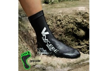 Image of Vincere Sports Grip Socks Soft Soled Watersport Sock - Mens-Black-X-Large