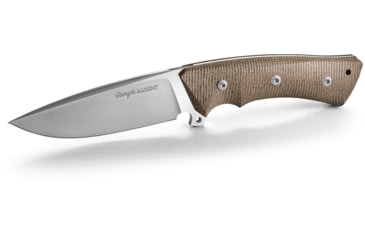 Image of Viper Ganghi Brown Fixed Blade Knife, 9.75in Overall, 4.5in Stonewash Bohler N690 SS Blade, Brown Burlap Micarta Handle, Brown Leather Belt Sheath, V4882IM