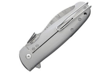 Image of Viper Italo Damascus Folding Knife, Italo Framelock, 5in Closed, 3.75in Damascus Steel Blade, Gray Grooved Titanium Handle, Brown Leather Sheath, Designed By Fabrizio Silvestrelli, VA5944TI
