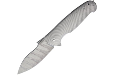 Image of Viper Italo Damascus Folding Knife, Italo Framelock, 5in Closed, 3.75in Damascus Steel Blade, Gray Grooved Titanium Handle, Brown Leather Sheath, Designed By Fabrizio Silvestrelli, VA5944TI