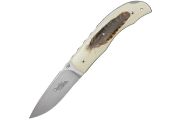 Image of Viper Quality Feather Folding Knife, 3.25in, Bohler N690, Satin Blade, Natural Resin Handle w/ Woodcock Feather Handle Insert, V5500IN-BC