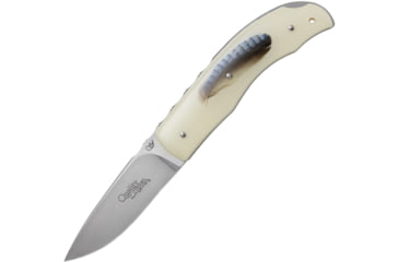 Image of Viper Quality Feather Folding Knife, 3.25in, Bohler N690, Satin Blade, Natural Resin Handle w/ Jay Feather Handle Insert, V5500IN-GH