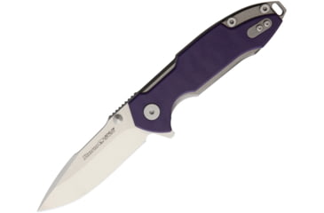 Image of Viper Storm Linerlock Folding Knife, Storm Linerlock, 4.5in Closed, 3in Satin Bohler M390 SS Drop Point, Purple G10 Handle, Thumb Stud, Pocket Clip, Designed By Rick Hinderer, V5954GP