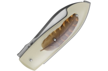 Image of Viper Timeless Feather Folding Knife, 2.75in, Bohler N690, Satin Blade, Natural Resin Handle w/ Woodcock Feather Handle Insert, V5400IN-BC