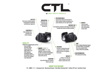 Image of Viridian Weapon Technologies CTL Custom 580 Lumen LED Tactical Light w/ INSTANT-ON &amp; SafeCharge Power Bank, Lithium Ion, Black, 930-0043