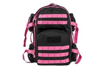 Image of Vism 2911 Series Tactical Backpack with Ballistic Soft Panel-Rectangle Cut 10in X12in, Black w/Pink Trim BSCBPK2911-A