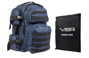 Image of Vism 2911 Series Tactical Backpack with Ballistic Soft Panel-Rectangle Cut 10in X12in, Blue w/Black Trim BSCBL2911-A